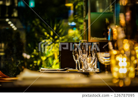 Image of a restaurant table Image of a restaurant table 126787095