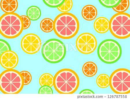 Background material of various citrus fruits (lemon, lime, orange, grapefruit) 126787558