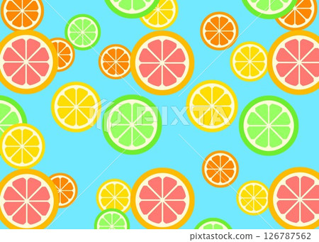 Background material of various citrus fruits (lemon, lime, orange, grapefruit) 126787562