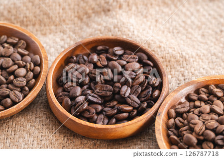 Three types of coffee beans 126787718