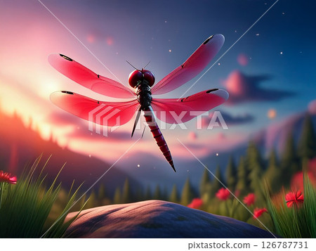 Fantastic red dragonfly 126787731