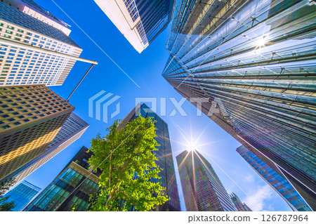 Tokyo cityscape in Japan: View of office buildings from the intersection in front of Otemachi Station 126787964