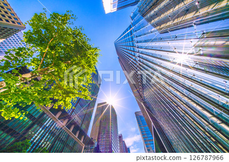 Tokyo cityscape in Japan: View of office buildings from the intersection in front of Otemachi Station 126787966