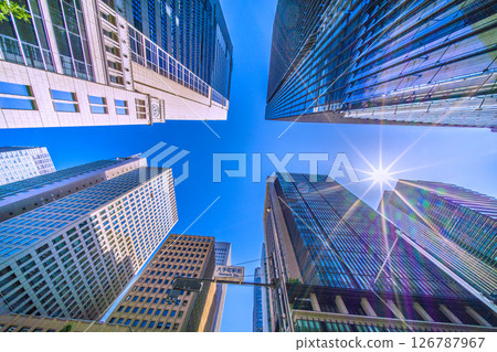 Tokyo cityscape in Japan: View of office buildings from the intersection in front of Otemachi Station Tokyo cityscape in Japan: View of office buildings from the intersection in front of Otemachi Station 126787967