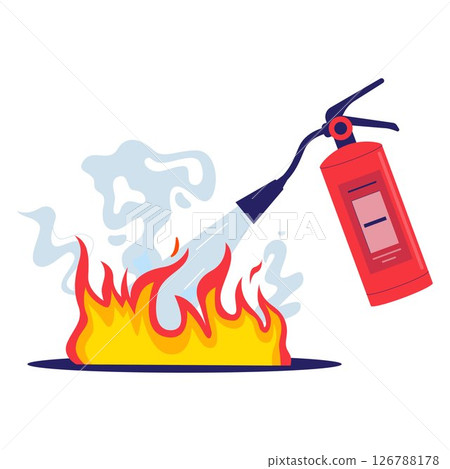 Fire Extinguisher Illustration Spraying Water to Extinguish Fire Fire Extinguisher Illustration Spraying Water to Extinguish Fire 126788178