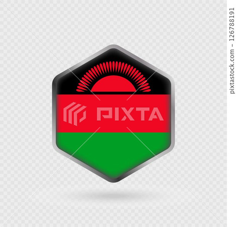 Malawi Flag Icon in Hexagon Shape. 126788191