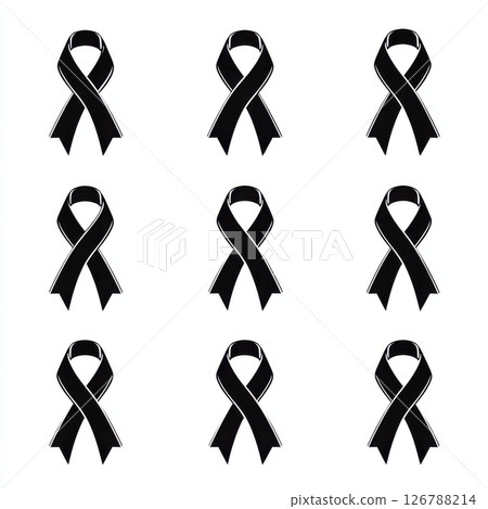 Simple Thin Black Ribbon Icons in Vector Format for Design Use Simple Thin Black Ribbon Icons in Vector Format for Design Use 126788214