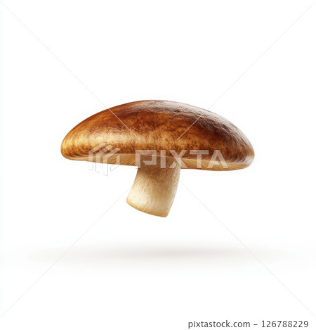 Isolated Falling Mushroom on White Background with Shadow Effect 126788229