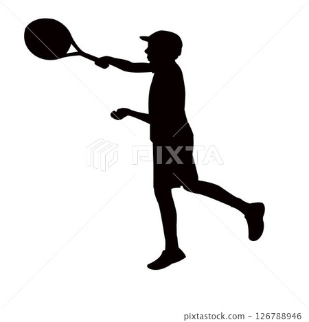 a child playing tennis, silhouette vector a child playing tennis, silhouette vector 126788946
