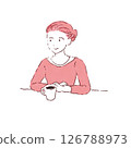 一位女士在休息喝茶的插圖 126788973