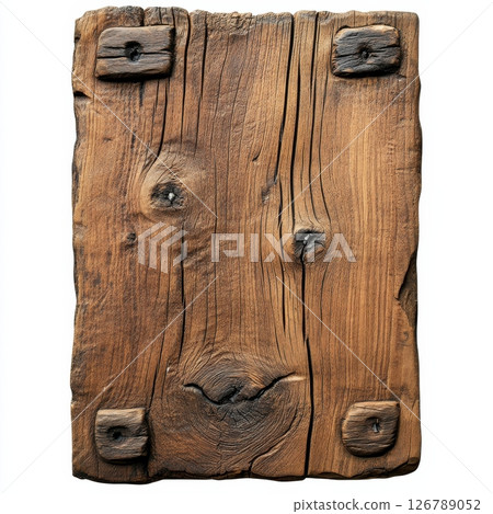 Rustic Wooden Sign with Uneven Edges and Natural Texture 126789052