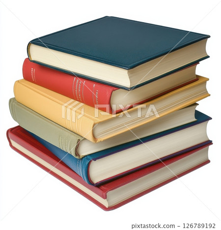 Stack of Colorful Books Isolated on White Background for Education 126789192