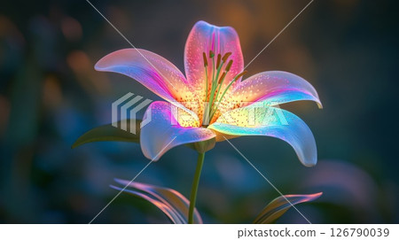 Glowing Iridescent Lily Flower Close Up 126790039
