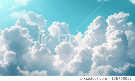 Bright Blue Sky Filled with Fluffy White Clouds 126790092