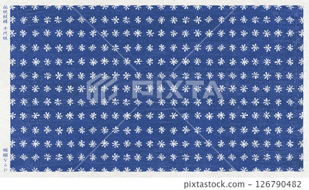 A stylish, modern Japanese paper with a print-style depiction of the traditional tie-dye pattern "Kokatsumon" 126790482