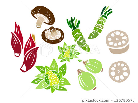 Retro hand drawn vegetable illustration set 126790573