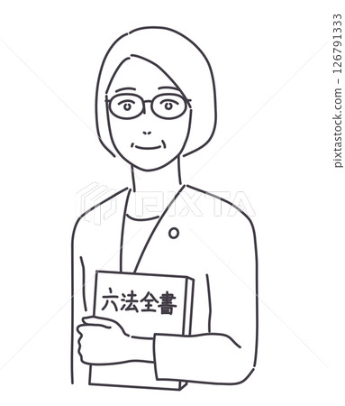 一位老婦人手裡拿著六道法典，只有幾行字 126791333