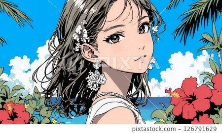 年輕女子與芙蓉 年輕女子與芙蓉 126791629