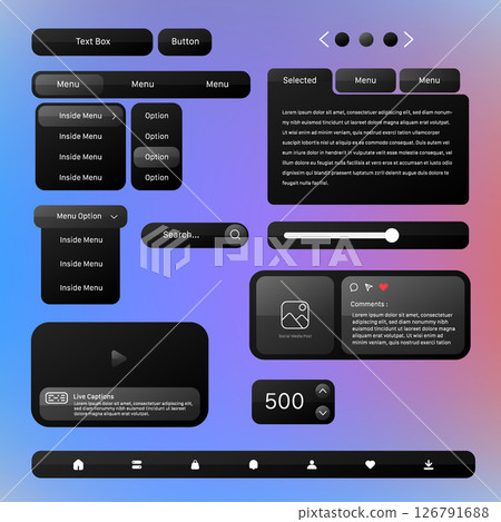 Dark Mode Web UI Kit with Elegant Interface Elements 126791688