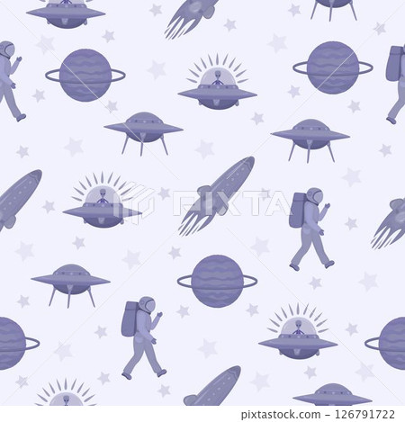 Space, grey monochrome seamless pattern Space, grey monochrome seamless pattern 126791722