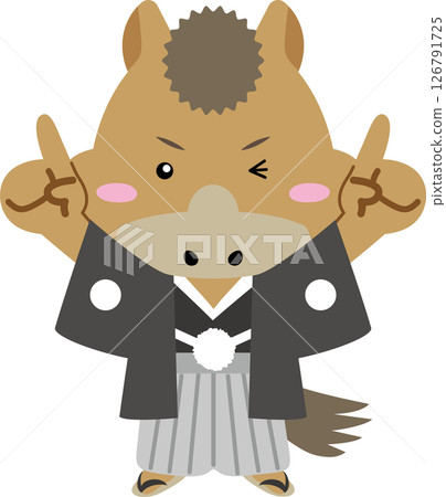 Horse character pointing with both hands | Unique New Year's illustration for the Year of the Horse (2026) Horse character pointing with both hands | Unique New Year's illustration for the Year of the Horse (2026) 126791725