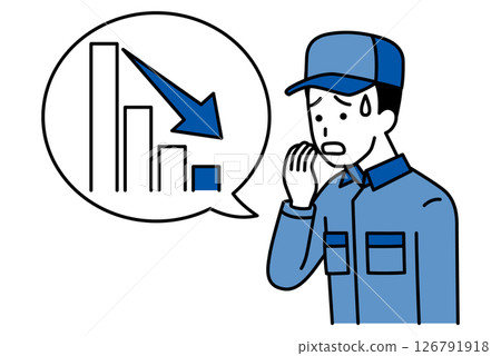 一名身穿工作服的男子因圖表下跌而感到沮喪 一名身穿工作服的男子因圖表下跌而感到沮喪 126791918