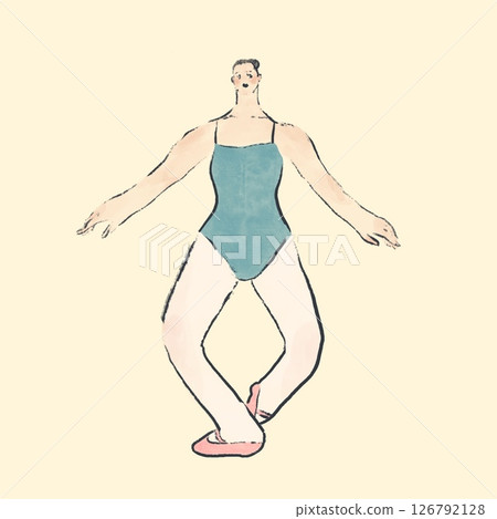 A woman taking a slight bow in ballet class 126792128