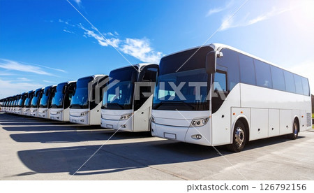 Many tourist buses travel image 126792156