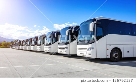 Many tourist buses travel image 126792157