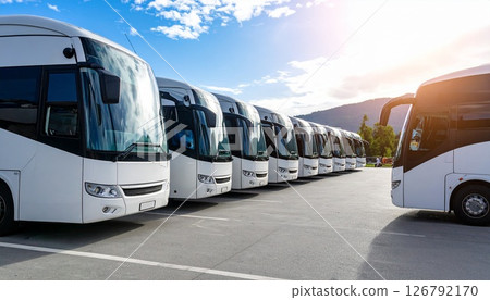 Many tourist buses travel image 126792170