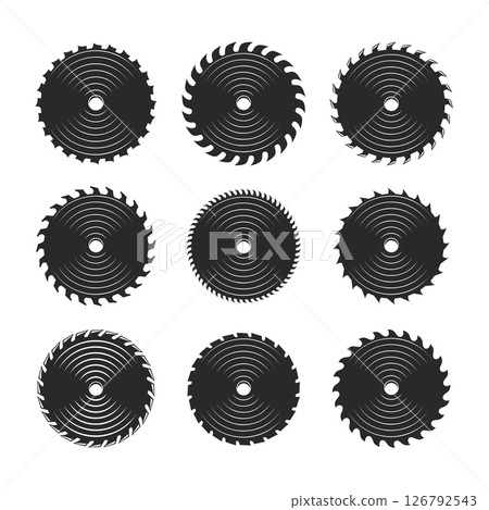 Set of icons of a disk saw. Vector element 126792543