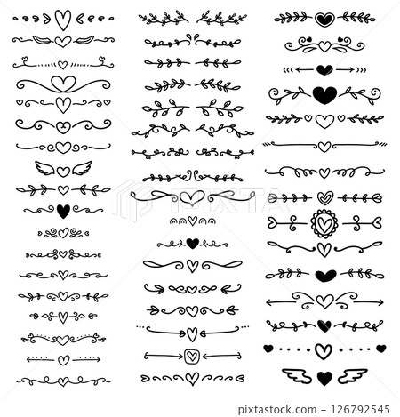 Set of floral dividers in vintage style. Design element for decorations. Vector illustration Set of floral dividers in vintage style. Design element for decorations. Vector illustration 126792545