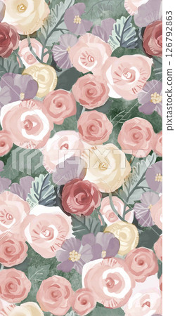 Artistic Geometric Floral Scrollwork Hand Drawn Patterns 126792863