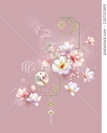 Artistic Geometric Floral Scrollwork Hand Drawn Patterns 126792869