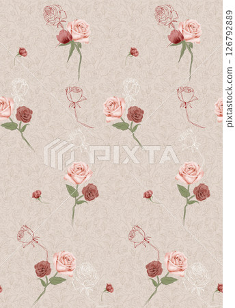 Artistic Geometric Floral Scrollwork Hand Drawn Patterns 126792889