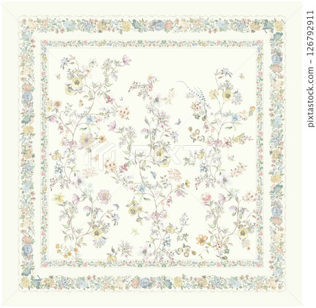 Artistic Geometric Floral Scrollwork Hand Drawn Patterns 126792911