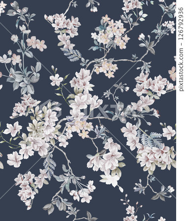 Artistic Geometric Floral Scrollwork Hand Drawn Patterns 126792936