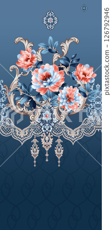 Artistic Geometric Floral Scrollwork Hand Drawn Patterns 126792946