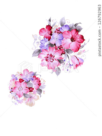 Harmonious Geometric Shapes with Floral Scroll Motif Illustrations 126792963