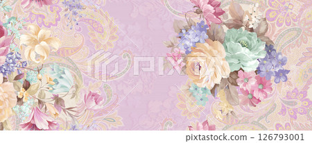 Harmonious Geometric Shapes with Floral Scroll Motif Illustrations 126793001
