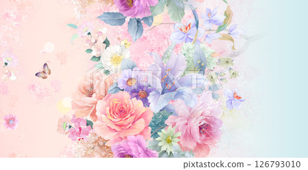 Harmonious Geometric Shapes with Floral Scroll Motif Illustrations Harmonious Geometric Shapes with Floral Scroll Motif Illustrations 126793010