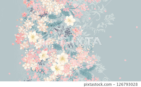 Harmonious Geometric Shapes with Floral Scroll Motif Illustrations 126793028