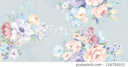 Harmonious Geometric Shapes with Floral Scroll Motif Illustrations Harmonious Geometric Shapes with Floral Scroll Motif Illustrations 126793032