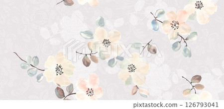 Harmonious Geometric Shapes with Floral Scroll Motif Illustrations 126793041