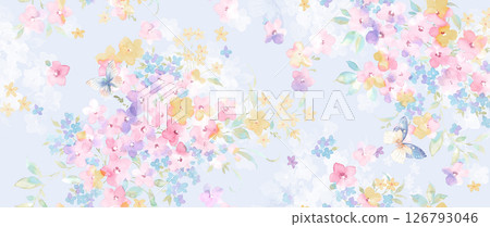 Harmonious Geometric Shapes with Floral Scroll Motif Illustrations 126793046