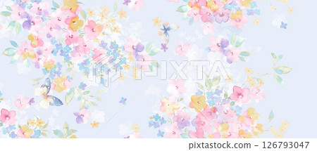 Harmonious Geometric Shapes with Floral Scroll Motif Illustrations 126793047