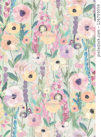 Harmonious Geometric Shapes with Floral Scroll Motif Illustrations 126793059