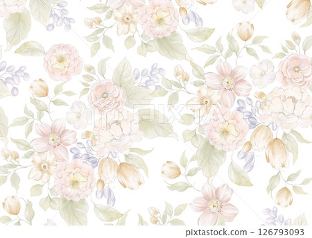 Unique Hand Painted Geometric and Curly Floral Design Artworks 126793093