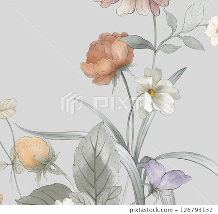 Unique Hand Painted Geometric and Curly Floral Design Artworks 126793132