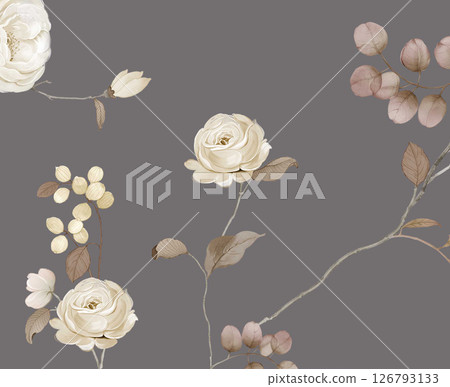 Unique Hand Painted Geometric and Curly Floral Design Artworks 126793133